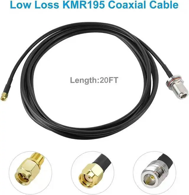 Alt view image 4 of 5 - Waterproof 5.8dBi Lora 915MHz Fiberglass Antenna with 20Ft Low Loss KMR195 Cable for Helium Hotspot RAK Nebra Bobcat 300 SenseCAP M1 Hotspot HNT Miner Heltec V3 Meshtastic LORA32 915MHz LoRa Module
