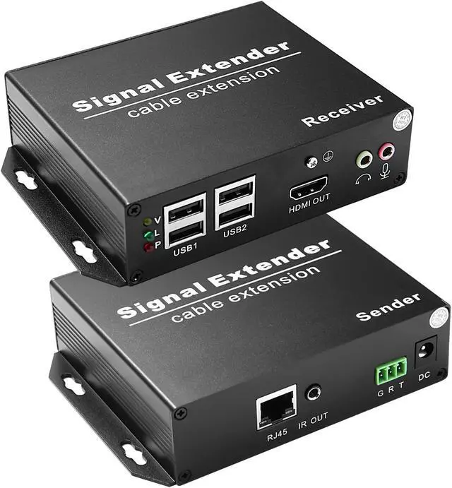 Main image of HDMI KVM Extender Over Cat6/Cat5e -120M(394 ft) | 4K@30 Hz | Audio in/Out | IR Remote | EDID & 3D | RS232 | 4-Port USB 2.0 | Plug & Play | Windows Mac Linux