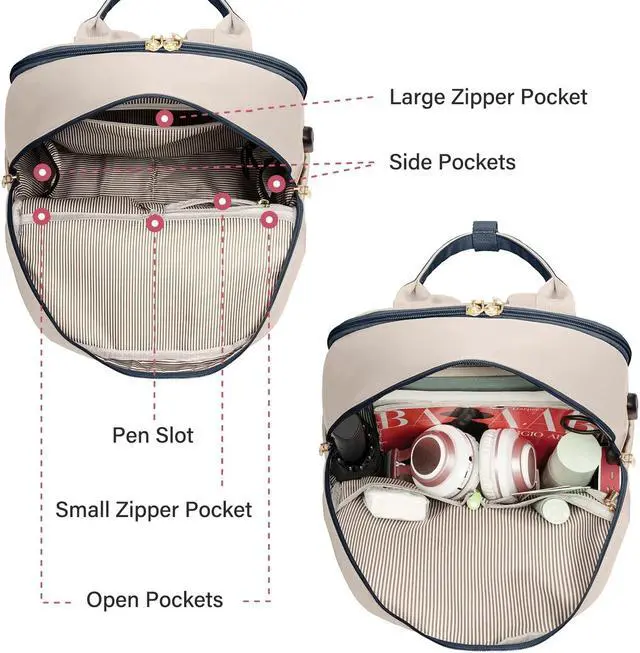 Alt view image 3 of 5 - LOVEVOOK Laptop Backpack for Women 15.6 Inch Laptop Bag with USB Port, Fashion Waterproof Backpacks Teacher Nurse Stylish Travel Bags Vintage Daypacks for College Work