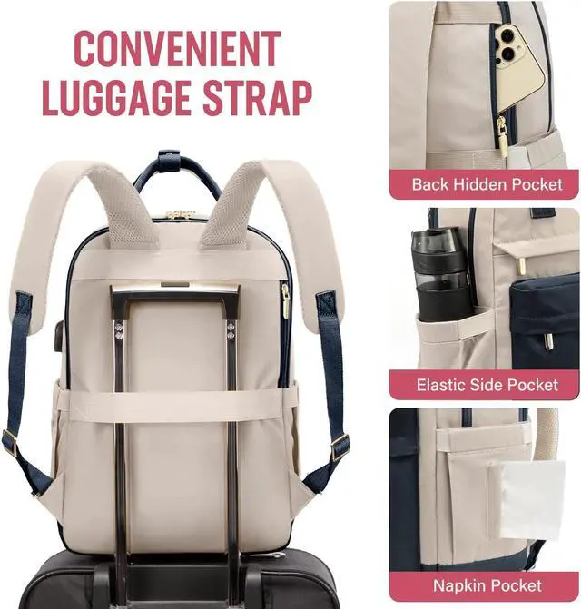 Alt view image 4 of 5 - LOVEVOOK Laptop Backpack for Women 15.6 Inch Laptop Bag with USB Port, Fashion Waterproof Backpacks Teacher Nurse Stylish Travel Bags Vintage Daypacks for College Work