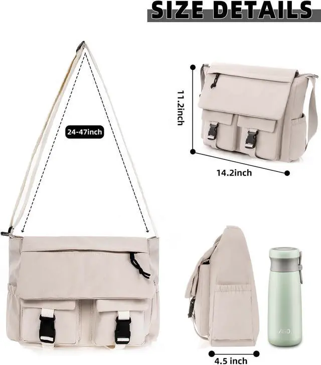 Alt view image 2 of 5 - Travel Messenger Bag for Women Men: Durable Canvas Crossbody Handbag with Adjustable Strap Lightweight Laptop Purse Suitable for Outdoor Buiness or Work