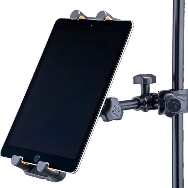 Alt view image 4 of 5 - Hercules DG307B Adaptive Series 2-in-1 Smartphone/ Tablet Holder, 6.1" to 13", Attaches to Desk, Round & Square Tubes, w/ a Lumintrail Cleaning Cloth