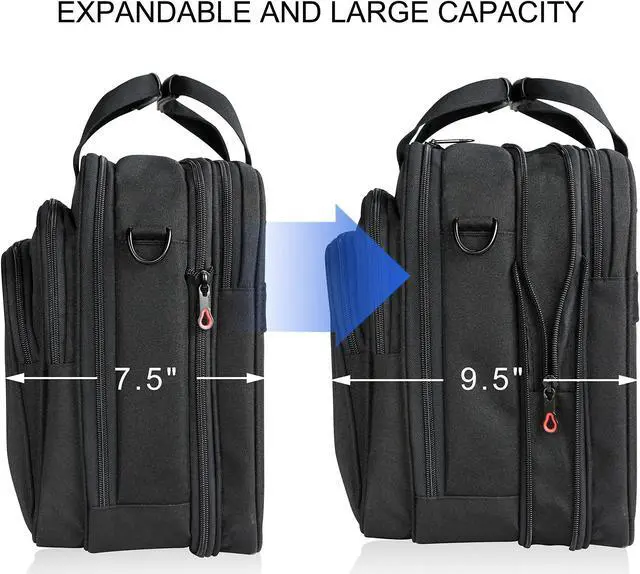Alt view image 2 of 5 - KROSER Laptop Bag Premium Laptop Briefcase Fits Up to 17.3 Inch Laptop Expandable Water-Repellent Shoulder Messenger Bag Computer Bag for Travel/Business/Men/Women-Black