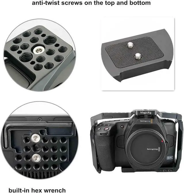 Alt view image 2 of 5 - MAGICIRG Cage Kit for BMPCC 6K Pro + SSD Mount Bracket for Samsung T5 /T7 SSD