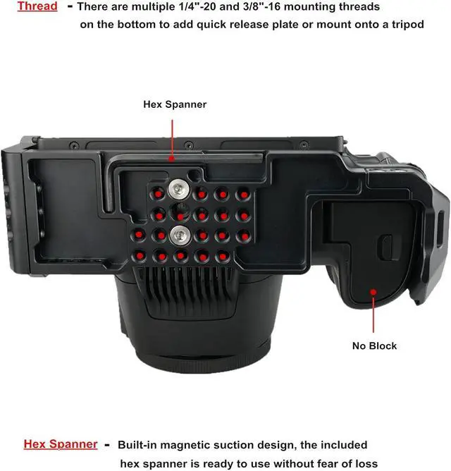 Alt view image 3 of 5 - MAGICIRG Cage Kit for BMPCC 6K Pro + SSD Mount Bracket for Samsung T5 /T7 SSD