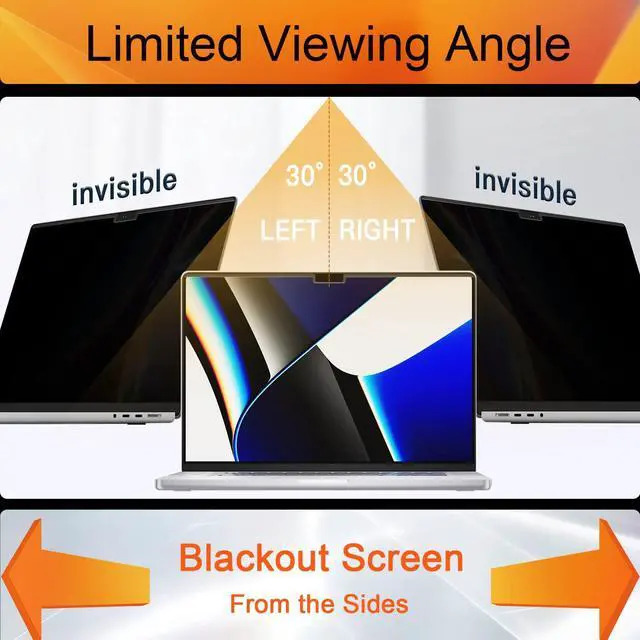Alt view image 3 of 5 - Privacy Screen MacBook Pro 16 Inch 2021-2024 (M1-M2-M3-M4,), Magnetic Removable Anti Blue Light Glare Filter Privacy Screen Protector