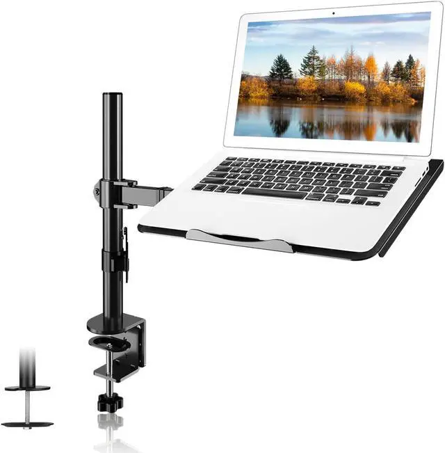 Main image of Suptek Single Laptop Notebook Desk Mount with Tray for 13-27 inch Computer Screen, Fully Adjustable Laptop Desk Arm for Notebook up to 17'', Weight up to 15.6 lbs