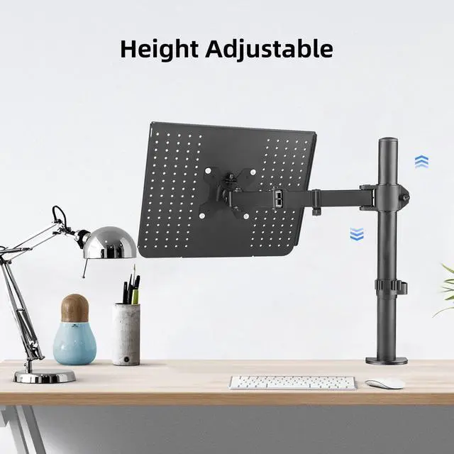 Alt view image 5 of 5 - Suptek Single Laptop Notebook Desk Mount with Tray for 13-27 inch Computer Screen, Fully Adjustable Laptop Desk Arm for Notebook up to 17'', Weight up to 15.6 lbs