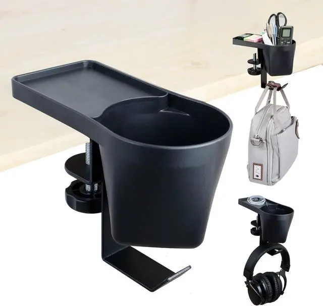 Alt view image 5 of 5 - MAX SMART Clip On Mouse Pad and Clamp on Cup Holder Office Organizer