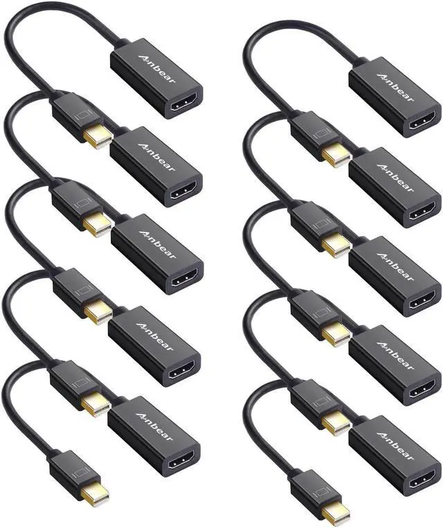 Main image of Anbear Mini DisplayPort to HDMI Adapter - Thunderbolt to HDMI Cable, Gold-Plated HDMI Adapter Compatible with MacBook Pro, MacBook Air, Mac Mini, Microsoft Surface Pro (10 Pack)