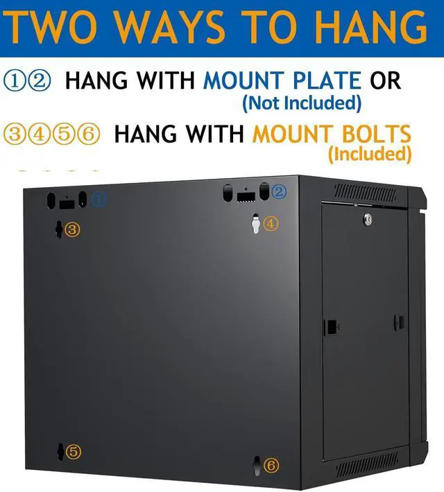 Alt view image 4 of 5 - Tedgetal 9U Wall Mount Server Cabinet Network Rack Vented Enclosure Locking Door