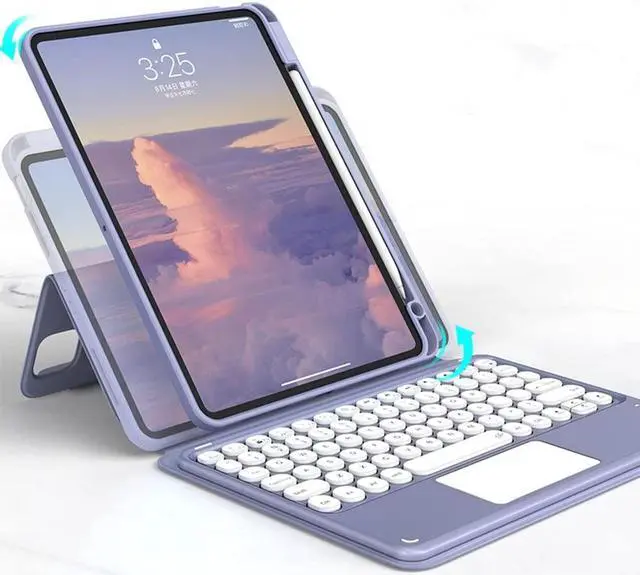 Main image of HENGHUI Magnetic Keyboard Case for iPad Air 5 2022/ Air 4 10.9 inch 2020/ iPad Pro 11 Vertical Keyboard Case with Touchpad Cute Color Keyboard Clear Back Cover Detachable Keyboard (PurpleGray)