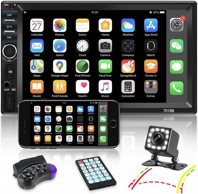Nhopeew Double Din Car Stereo with Bluetooth and Backup Camera 7 Inch Touch Screen Car Radio Support AUX USB TF Card Mirror Link Steering Wheel Control Newegg