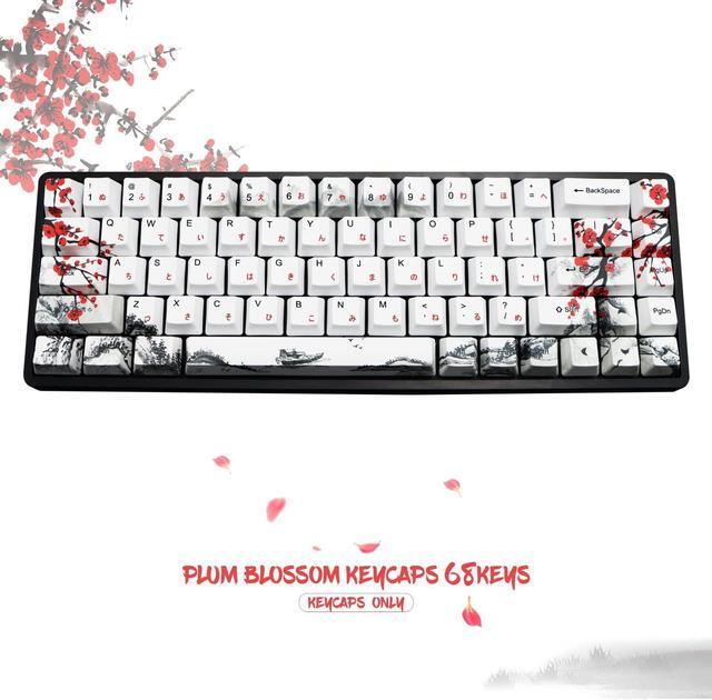 Alt view image 2 of 5 - MOLGRIA Keycaps 68 Set for RK68 GK68 Mechanical Keyboard, Custom PBT OEM Profile Key Caps Japanese Font with Keycap Puller for Gateron Kailh Cherry MX Switch ANSI Layout Keyboard(Plum Blossom)