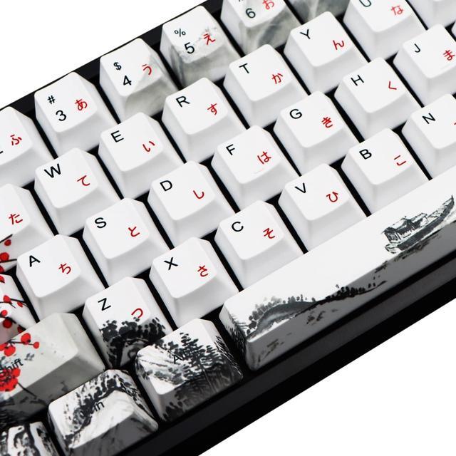 Alt view image 3 of 5 - MOLGRIA Keycaps 68 Set for RK68 GK68 Mechanical Keyboard, Custom PBT OEM Profile Key Caps Japanese Font with Keycap Puller for Gateron Kailh Cherry MX Switch ANSI Layout Keyboard(Plum Blossom)