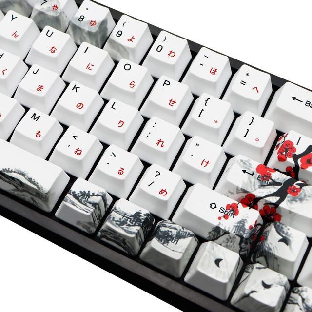 Alt view image 4 of 5 - MOLGRIA Keycaps 68 Set for RK68 GK68 Mechanical Keyboard, Custom PBT OEM Profile Key Caps Japanese Font with Keycap Puller for Gateron Kailh Cherry MX Switch ANSI Layout Keyboard(Plum Blossom)