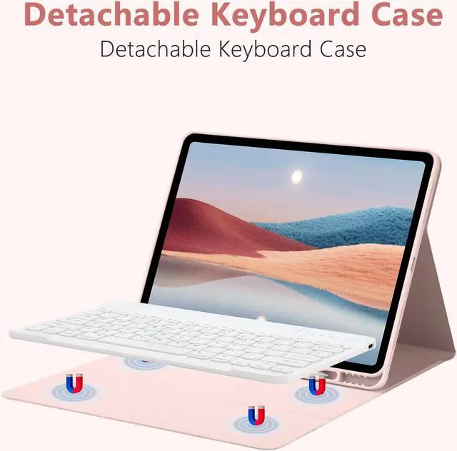 Alt view image 4 of 5 - TQQ for iPad Air 13-inch (M3/M2, 2025/2024) & Pro 12.9 inch Case with Keyboard, Keyboard case for 12.9-inch iPad Pro 6th/5th Gen - with Pencil Holder for iPad Air 13-inch/iPad Pro 12.9 (Pink)