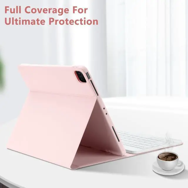 Alt view image 5 of 5 - TQQ for iPad Air 13-inch (M3/M2, 2025/2024) & Pro 12.9 inch Case with Keyboard, Keyboard case for 12.9-inch iPad Pro 6th/5th Gen - with Pencil Holder for iPad Air 13-inch/iPad Pro 12.9 (Pink)