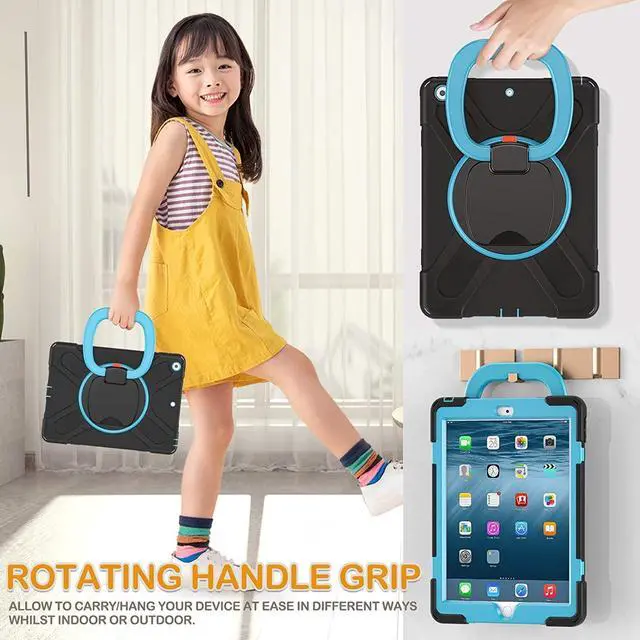 Alt view image 3 of 5 - TSQ Case for iPad 10.2 Inch for Kids w/Handle+Pen Holder+Stand+Shoulder Strap | Shockproof Protective Cover for iPad 9th/8th/7th Generation 2021 2020 2019 | Navy Blue