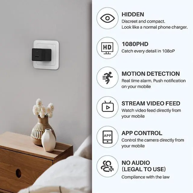 Alt view image 4 of 5 - SPYLEAGUE Newer 2022 Release Spy Camera Hidden Camera USB Charger [Expanded Pack] WiFi Recording Device Home Security Full HD 1080 Mini Spy Camera Surveillance USB Smart Charger Tiny Spy Tool