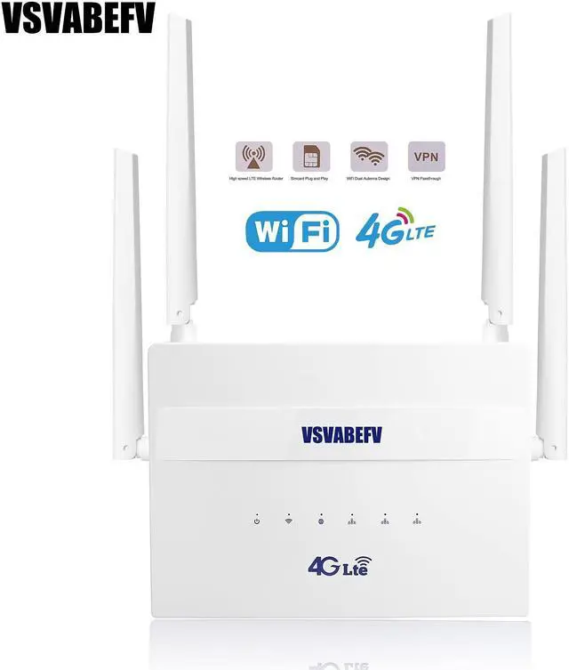 Alt view image 5 of 5 - 4G LTE Wireless Router with SIM Card Slot Unlocked 300Mbps Wireless Mobile WiFi Hotspot with Antenna for B2/B4/B5/B12/B13/B17/B18/B25, Sim Card Router Support T-Mobile AT&T