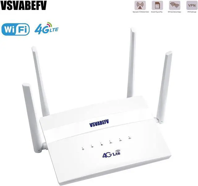 Alt view image 2 of 5 - 4G LTE Wireless Router with SIM Card Slot Unlocked 300Mbps Wireless Mobile WiFi Hotspot with Antenna for B2/B4/B5/B12/B13/B17/B18/B25, Sim Card Router Support T-Mobile AT&T