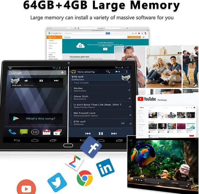 Alt view image 3 of 5 - 2025 Latest Android 13 Tablet, 2 in 1 Tablet 10.1 Inch, 4G Cellular Tablets with Keyboard, 64GB ROM + 4GB RAM, Octa-Core Processor, 2 Sim Slots, 13MP Camera, GPS/WiFi/Bluetooth/Mouse/Stylus(Black)