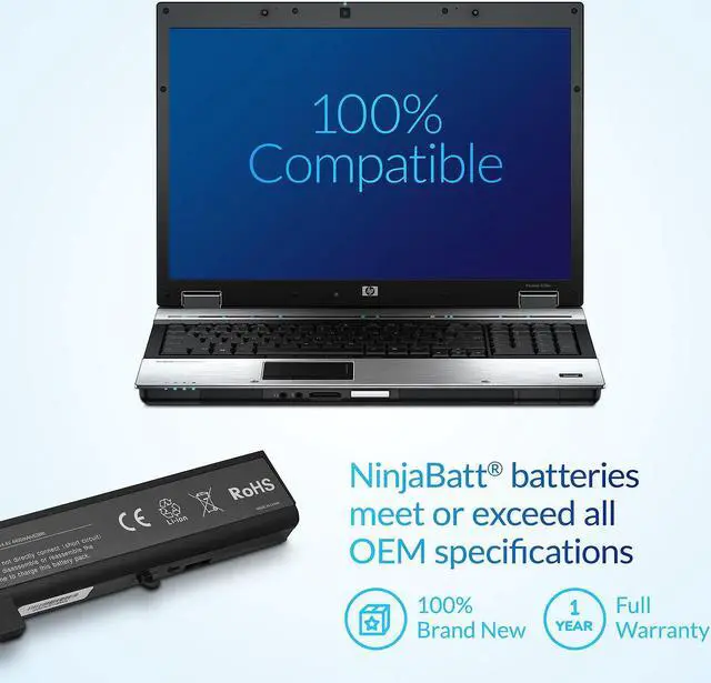 Alt view image 5 of 5 - NinjaBatt Battery for HP 8540W 493976-001 8740W 8540P AV08 8530P 8530W 8730W HSTNN-LB60 458274-363 458274-421 458274-422 HSTNN-I43C HSTNN-OB60 HSTNN-W46C High Performance [8 Cells/4400mAh/63Wh]
