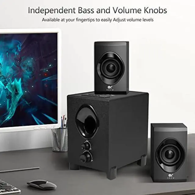 Alt view image 3 of 5 - OROW Bluetooth Computer Speakers with Subwoofer,Front Knob 18W Wireless PC Speakers,Support SD &USB&AUX&Bluetooth Play,Great for Party/Game/TV (S213)