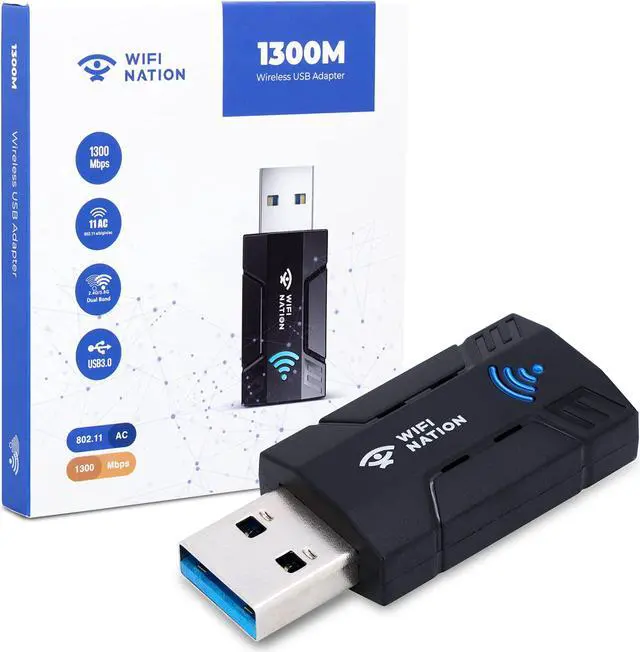 Main image of WiFi Nation® WiFi Dongle 1300Mbps WiFi Adapter 2.4G/5G Dual Band Mini USB 3.0 802.11ac Wireless Network Adapter for PC Desktop Laptop Windows MacOS & Most of Linux Distros
