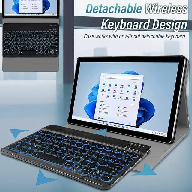 Alt view image 3 of 5 - Wineecy Backlit Keyboard Case for Microsoft Surface Go 4 2023 /Go 3 2021 /Go 2 2020 /Surface Go 2018 Tablet,7 Colors Backlight Magnetic Detachable Wireless Keyboard with Premium PU Cover Case