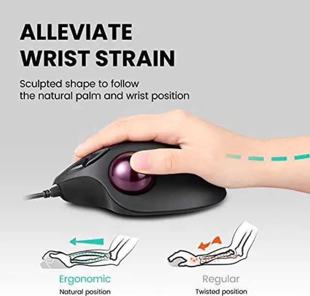 Alt view image 3 of 5 - Perixx Perimice-517 Wired Trackball USB Mouse, 7 Button Design, Build-in 1.34 Inch Trackball with Pointing Feature