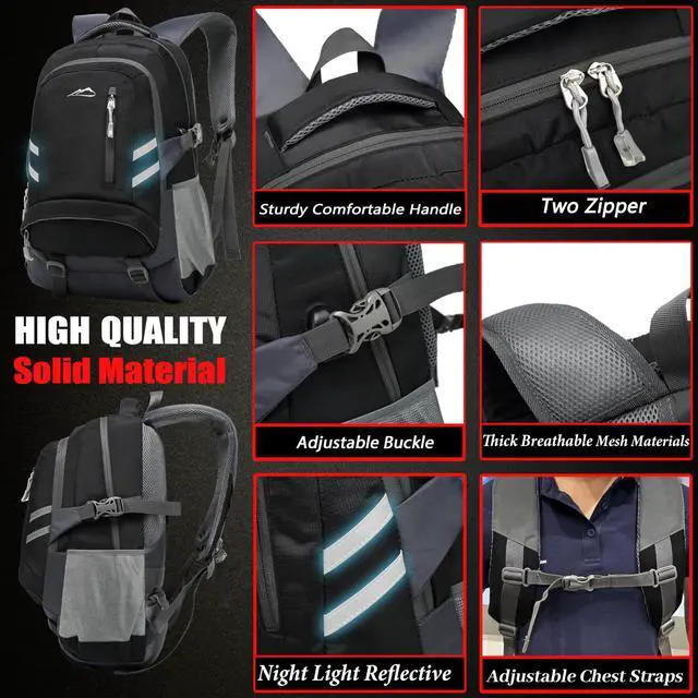 Alt view image 3 of 5 - ProEtrade Backpack Bookbag for College Laptop Travel, Fit Laptop Up to 15.6 inch Multi Compartment with USB Charging Port Anti theft, Gift for Men Women (Black)