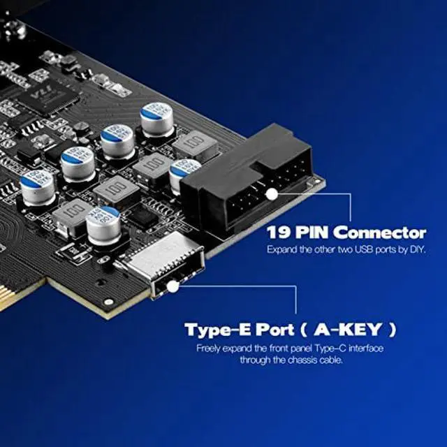Alt view image 4 of 5 - YEELIYA USB C PCIe Card SuperSpeed 10Gbps with 2 USB C and 2 Internal Port(Type-E,19 Pin USB 3.0 Header) PCI-E Expansion Cards PCI Express Front Panel Adapter for Desktop PC