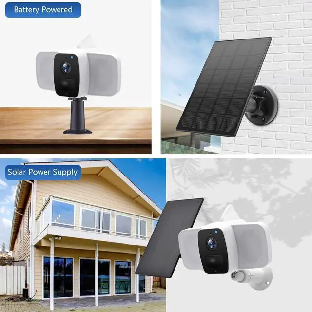 Alt view image 4 of 5 - 2 Pack Solar Panel for Wireless Outdoor Security Camera,Compatible with DC 5V Rechargeable Battary Powered Surveillance Camera, Continuously Power for Outdoor Security Camera,5V 3.5W Micro USB Port