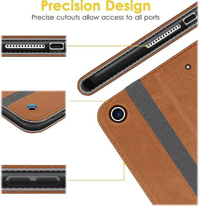 Alt view image 5 of 5 - SaharaCase Multi-Angle Case for Apple iPad 10.2" (9th Generation 2021) [Shockproof Bumper] Built in Pencil Holder Rugged Protection Hand Strap Antislip Leather Kickstand (Brown)