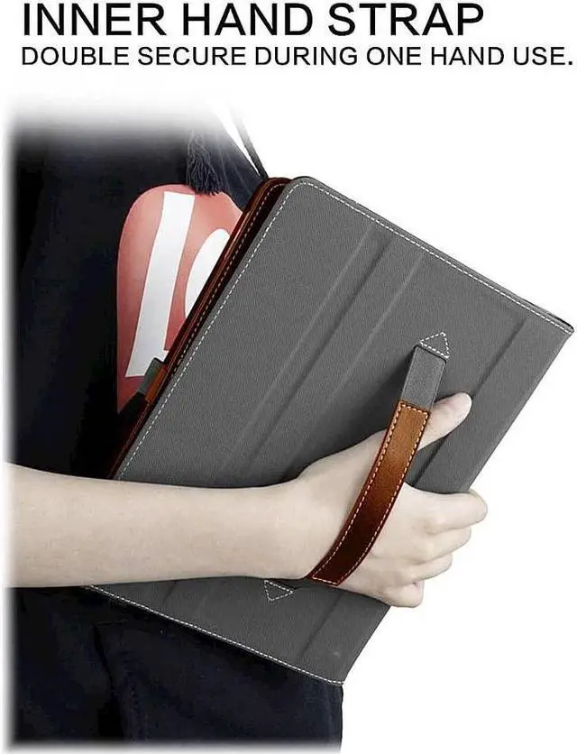 Alt view image 3 of 5 - SaharaCase Multi-Angle Case for Apple iPad 10.2" (9th Generation 2021) [Shockproof Bumper] Built in Pencil Holder Rugged Protection Hand Strap Antislip Leather Kickstand (Brown)