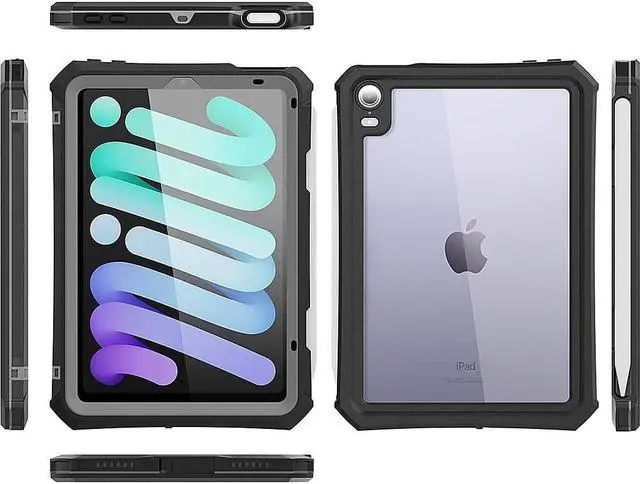 Alt view image 4 of 5 - SaharaCase Waterproof Protection Case Cover for Apple iPad Mini 8.3 Inch (6th Generation 2021) [Shockproof Bumper] Heavy Duty Military Tested IP68 Water Resistant Rugged Protection Antislip - Black