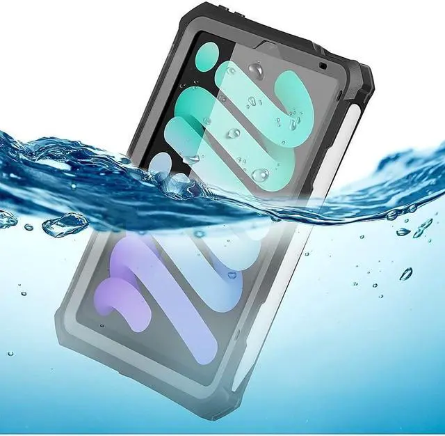 Alt view image 5 of 5 - SaharaCase Waterproof Protection Case Cover for Apple iPad Mini 8.3 Inch (6th Generation 2021) [Shockproof Bumper] Heavy Duty Military Tested IP68 Water Resistant Rugged Protection Antislip - Black
