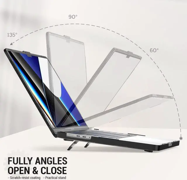 Alt view image 3 of 5 - SEYMAC stock Case for MacBook Pro 16 inch 2024-2021 A3403 A3186 A2991 A2780 A2485, Shock-Absorbing Protection with Folding Stand &Mouse Pad/Bag Case for MacBook Pro 16'' M4/M3/M2/M1 (Black)
