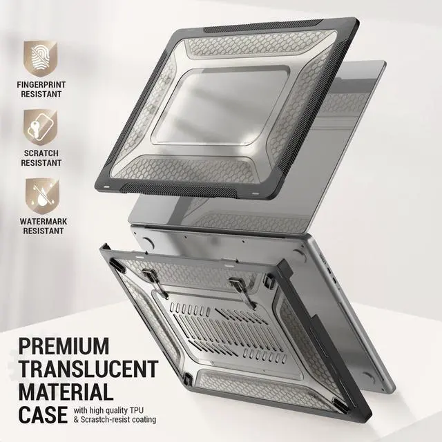 Alt view image 4 of 5 - SEYMAC stock Case for MacBook Pro 16 inch 2024-2021 A3403 A3186 A2991 A2780 A2485, Shock-Absorbing Protection with Folding Stand &Mouse Pad/Bag Case for MacBook Pro 16'' M4/M3/M2/M1 (Black)