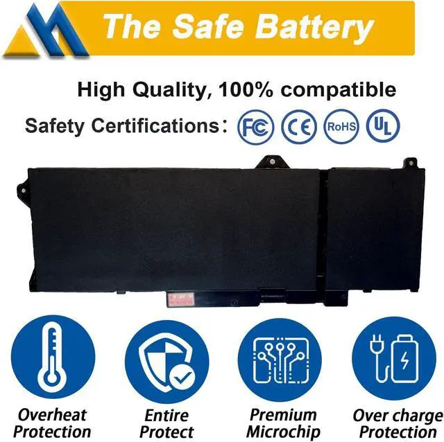 Alt view image 3 of 5 - Mobik 64Wh GRT01 Laptop Battery Replacement for Dell Latitude 15 5521 5531 14 5421 5431 Precision 3470 3561 3571 Alienware m17 R5 AMD Series R05P0 00P3TJ 0P3TJ VXD57 05RGW 9JRV0 15.2V 4000mAh 4-Cells