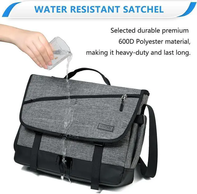 Alt view image 2 of 5 - VASCHY Messenger Bag for Men, Fashion Water Resistant Laptop Satchel Crossbody Shoulder Side Bag Briefcase for Men and Women for Work,Business Gray