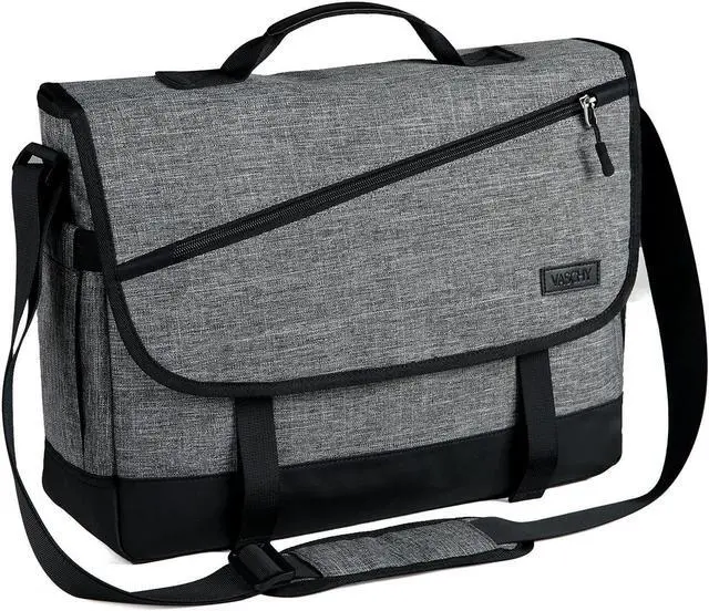Main image of VASCHY Messenger Bag for Men, Fashion Water Resistant Laptop Satchel Crossbody Shoulder Side Bag Briefcase for Men and Women for Work,Business Gray