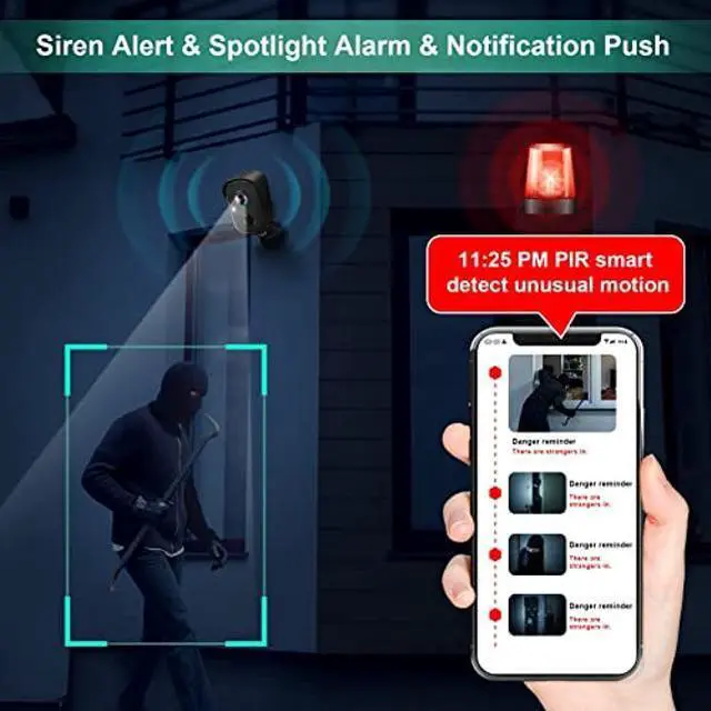 Alt view image 4 of 5 - Security Cameras Wireless Outdoor, 1080P Battery Powered AI Motion Detection Spotlight Siren Alarm WiFi Surveillance Indoor Home Camera, Color Night Vision, 2-Way Talk, Waterproof, Cloud/SD Storage