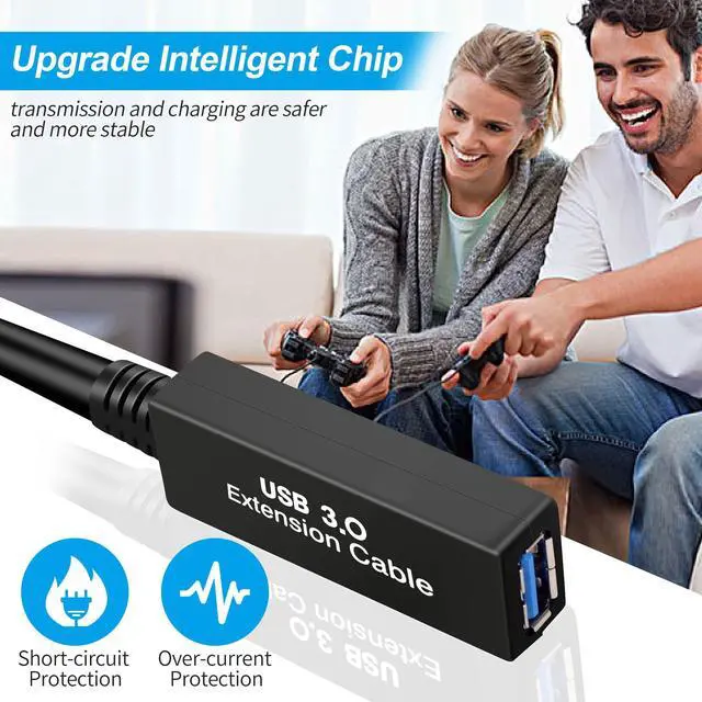 Alt view image 2 of 5 - S.H.Y SPRUCES 50FT USB 3.0 Active Extension Cable, USB Extension Cord A/M to A/F (15M) for USB HUB,Webcam,Xbox,Oculus Quest 2/3 VR,PS4,Printer,External Hard Disk