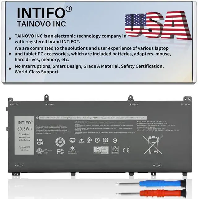 Main image of INTIFO 80.5Wh VG661 Laptop Battery Compatible with Dell Alienware X14 R1 R2 Series 0GD3C9 GD3C9 0V4N84 V4N84 Notebook [11.4V 6709mAh 6-Cell]