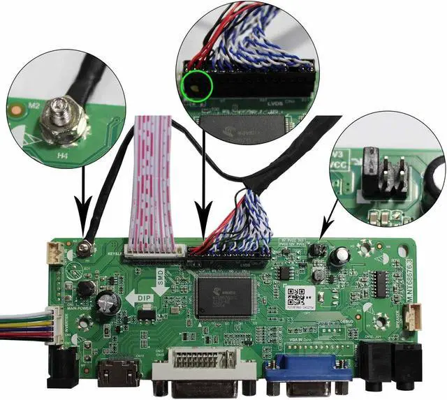 Alt view image 3 of 5 - VSDISPLAY for 17 inch 4:3 1280X960 DV170YGZ-N10 DV170YGM-N10 DVI VGA Audio LCD Controller Board and 12V DC 2A Power Adapter Supply US Plug with 5.5x2.1 mm / 3.5x1.35 mm Port
