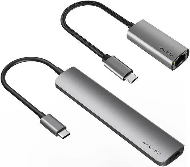 Main image of WALNEW USB C to Ethernet Adapter & 7-in-1 USB C Hub Bundle