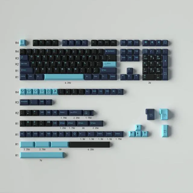 Main image of 172 Keys Double Shot Keycaps Cherry Profile Hammerhead Dark Keycap Set Fit for Alice Keyboard 61/64/87/104/108 Cherry MX Switches ISO ANSI Layout Mechanical Keyboard
